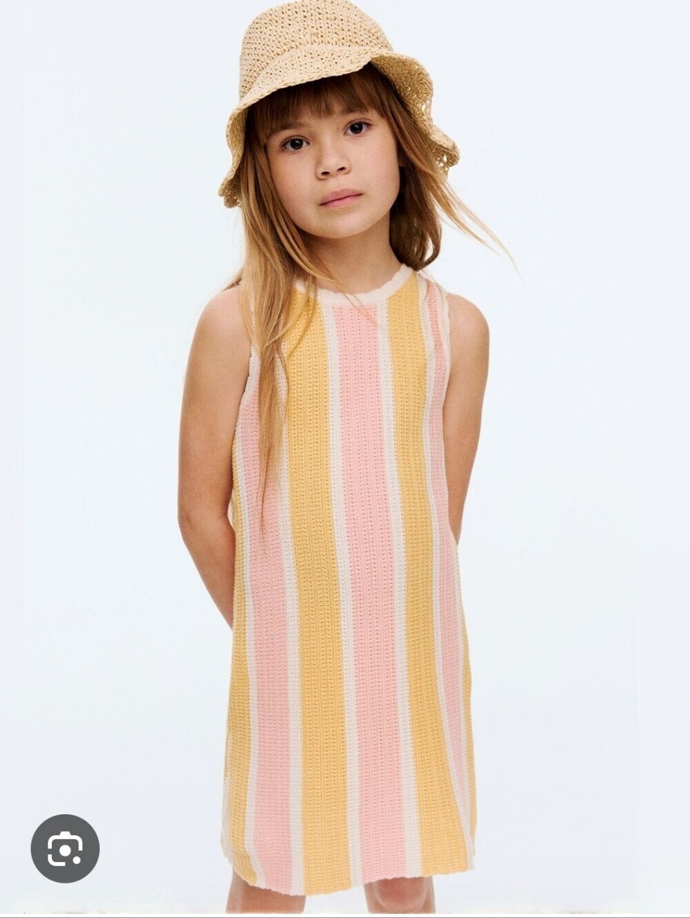 H&M Girls Sleeveless Knit Stripe Dress in Pink & Mustard Size 2T